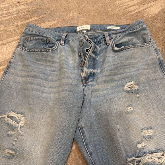 Frame Le Original Straight Leg Jeans distressed high waist size 32 button fly - Picture 2 of 7